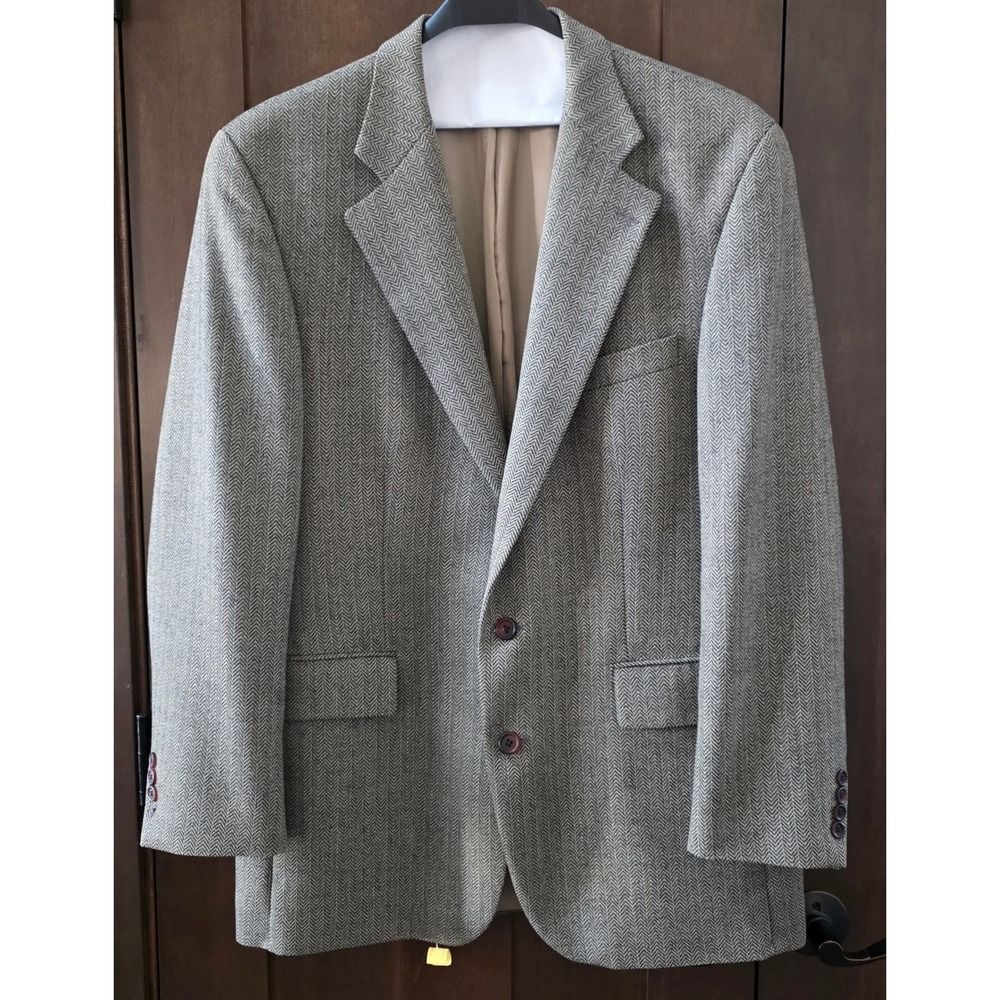 Polo University Club Ralph Lauren Herringbone Wool Blazer Grey Mens 44T